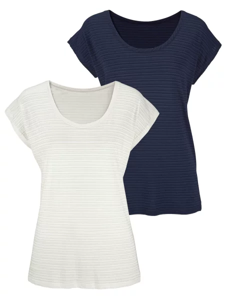 BEACHTIME by LASCANA Tricou bleumarin / murdar alb