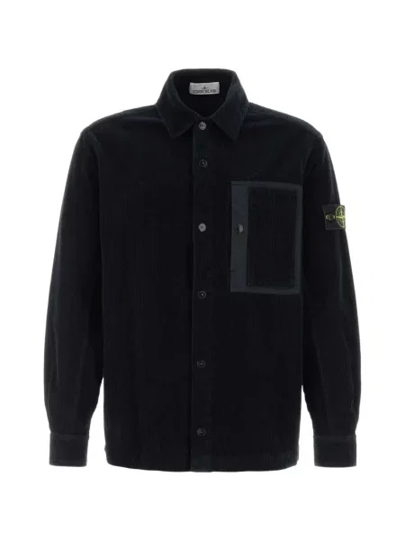 Cămașă Stone Island de catifea cord cu strasuri negru