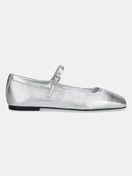 Кожаные балетки Kennel & Schmenger серебряные