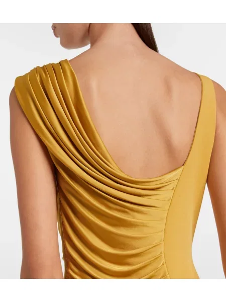 Rochie Versace din jerseu drapată auriu