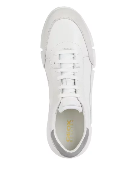 Sneakerși Geox din piele de căprioară alb