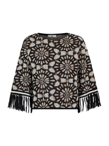 Bluzka Twinset z frędzli żakardowa czarna
