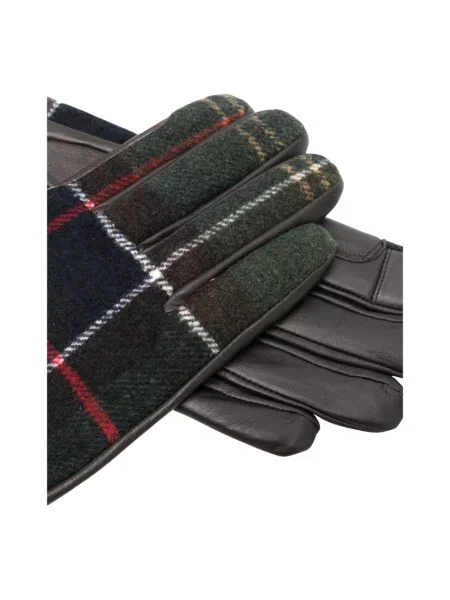 Rękawiczki Barbour wełniane w kratę zielone