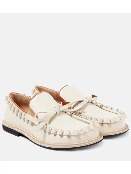 Kožené mokasíny Jw Anderson s volány bílé