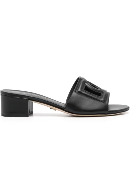 Klapki Dolce And Gabbana skórzane czarne