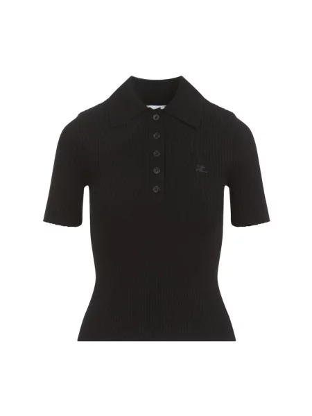 Koszulka polo Courreges pikowana czarna