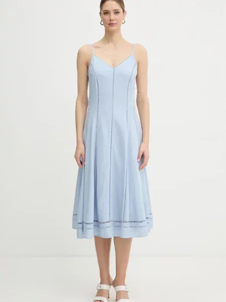 Karl Lagerfeld rochie cu amestec de in albastru