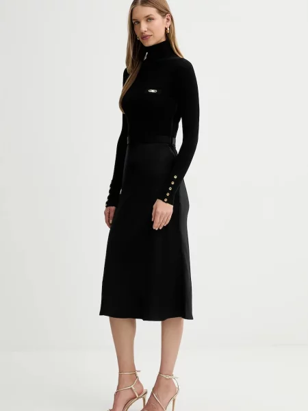 Сукня з додаванням шовку Elisabetta Franchi midi пряма чорний