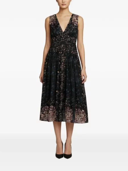 Rochie midi Ulla Johnson cu model floral cu imagine negru