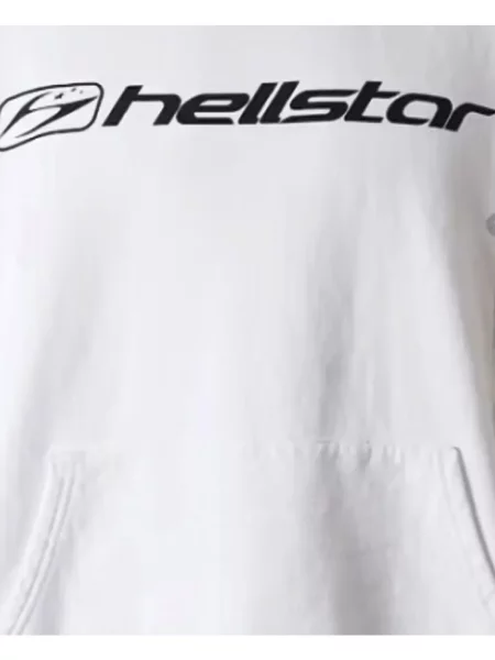Hanorac cu glugă Hellstar cu imagine alb