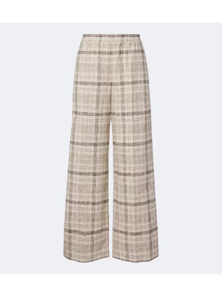 Pantaloni Brunello Cucinelli de mătase bej