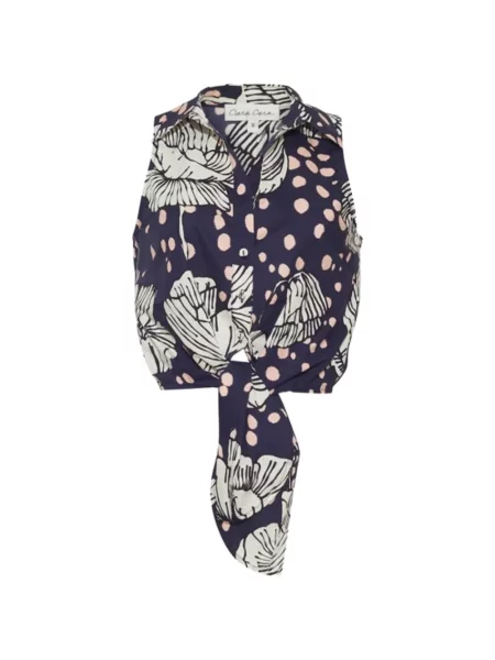 Cămașă Cara Cara cu model floral cu imagine cu legături albastru