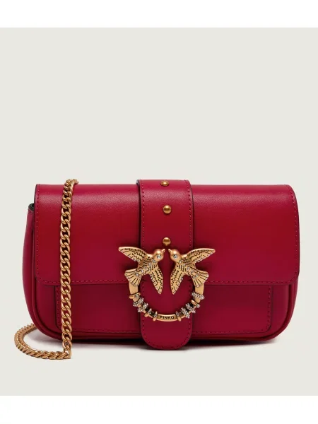 Pinko De piele geantă pe umăr Love Pocket New Buckle roșu