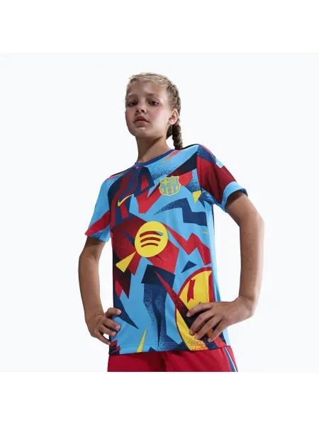 Детска футболна тениска Nike FC Barcelona Academy Pro SE Pre-Match university blue/opti yellow синьо