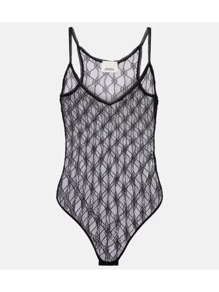 Przezroczysty top Isabel Marant koronkowy czarny