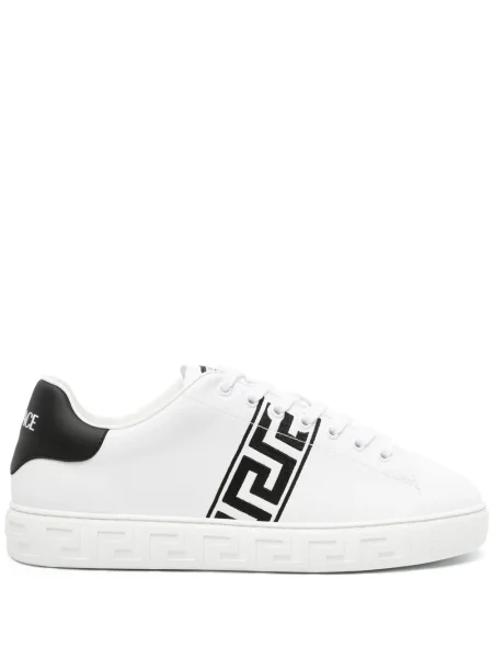 Sneakerși Versace cu broderie din piele alb
