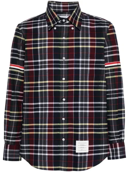 Cămașă în carouri Thom Browne în carouri de flanelă albastru