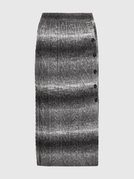 Спідниця міді з ефектом деграде та логотипом Twinset сіра