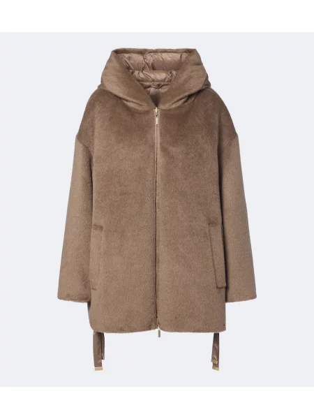 Reversibil geacă cu puf Max Mara de lână maro
