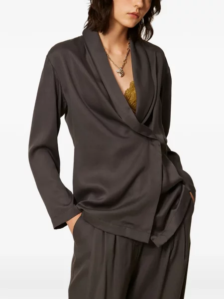 Sacou Twinset din satin gri