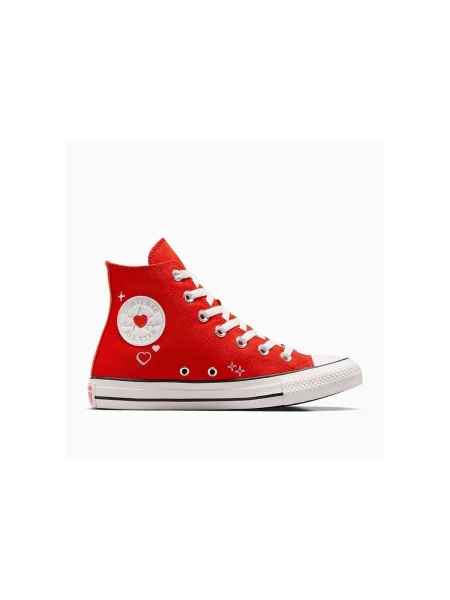 Pantofi Converse cu motiv cu inimi roșu
