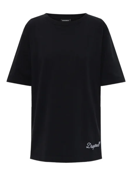 Tricou Dsquared2 cu broderie scurt negru