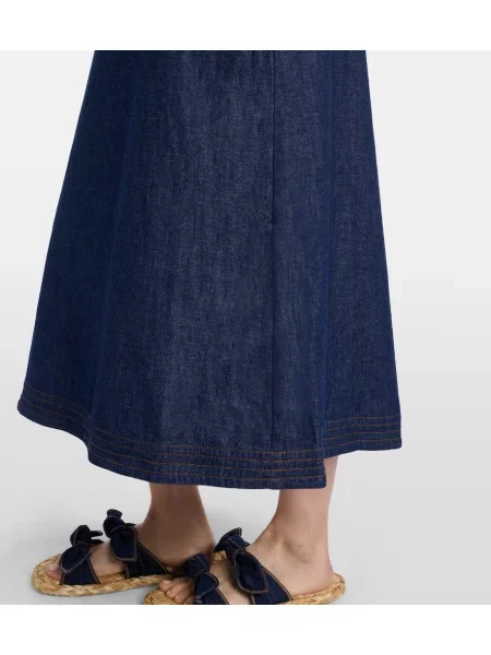 Rochie din denim Zimmermann cu volane albastru