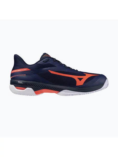 Încălțăminte de tenis pentru bărbați Mizuno Wave Exceed Court CC beacon blue/lava orange/white alb