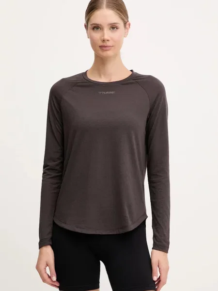 Majica z dolgimi rokavi za vadbo Hummel Vanja rjava
