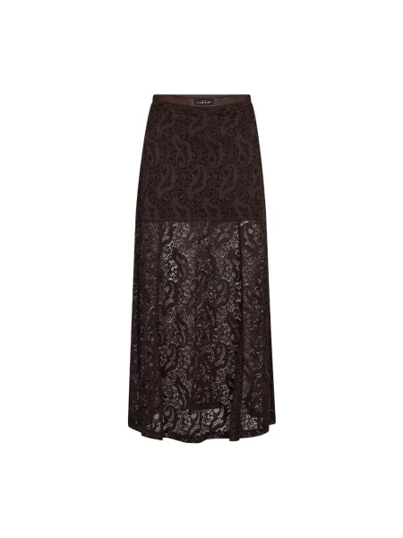 Długa spódnica Haute L'amitié koronkowa brązowa
