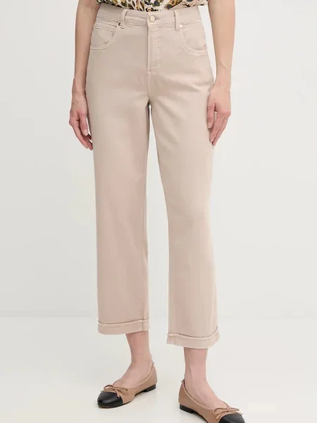 Marc Aurel pantaloni drept high waist bej
