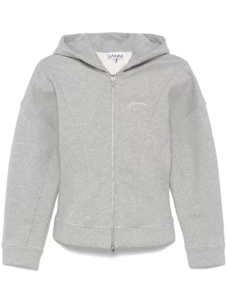 Geacă Ganni cu broderie gri