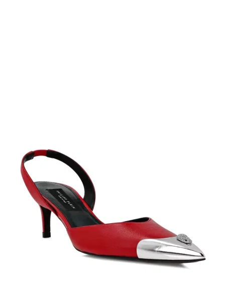 Pantofi cu toc Philipp Plein slingback roșu