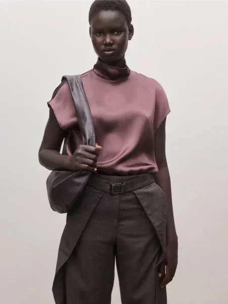 Блуза MANGO шовк бордовий