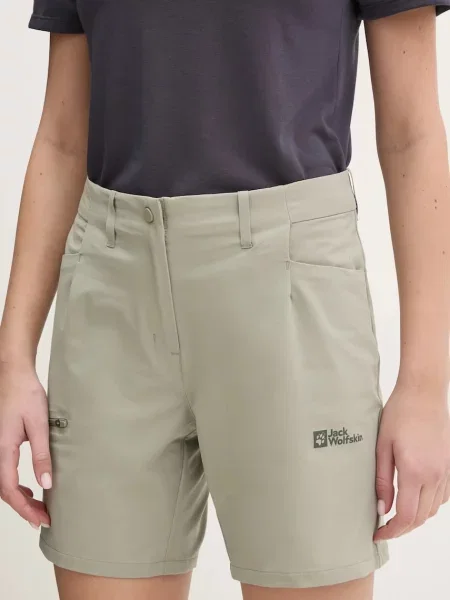 Jack Wolfskin pantaloni scurți outdoor Prelight Stride neted high waist verde