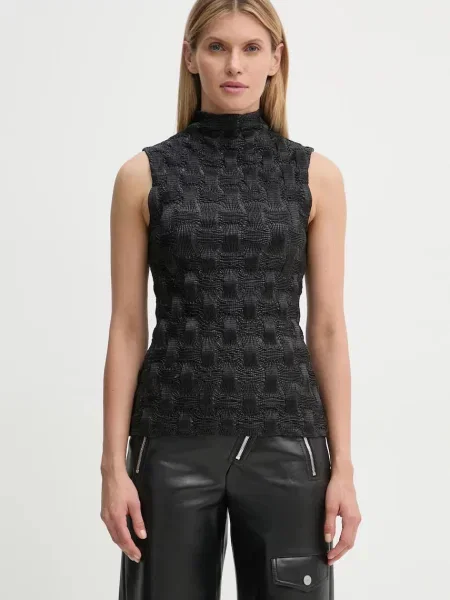 Nanushka bluzka HARRIET gładka czarny