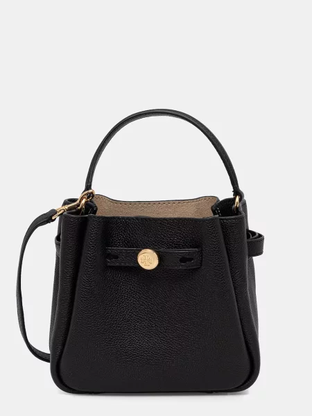 Usnjena torbica Tory Burch Romy črna