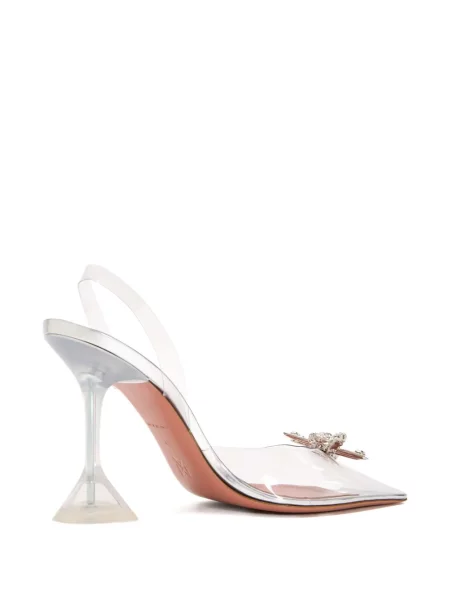 Pantofi cu toc Amina Muaddi cu funde slingback alb