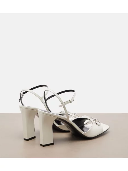 Sandale Gucci din piele slingback alb