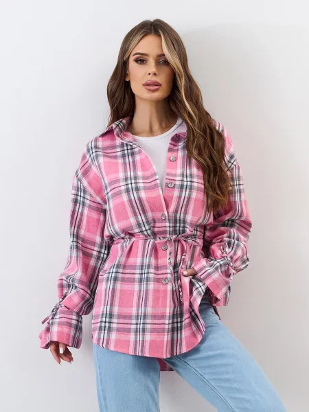 Сорочка ISSA Plus комбінований верх рожевий