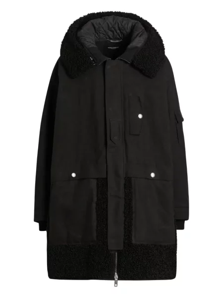 Geacă parka Dolce & Gabbana din fleece cu glugă negru