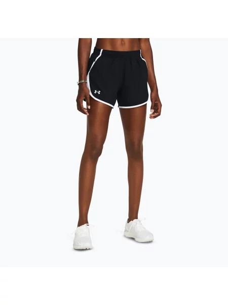 Pantaloni scurți de alergare pentru femei Under Armour Fly By 3" black / white / reflective alb