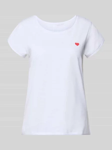 T-shirt z haftem i okrągłym dekoltem Christian Berg Woman biała