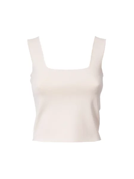 Dzianinowy top Weekend Max Mara z dekoltem kwadratowym o krotszym kroju beżowy