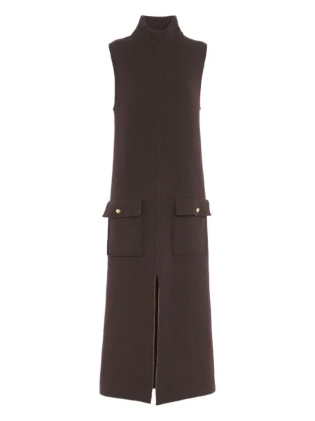 Rochie midi Barrie fără mâneci până la genunchi de costum maro