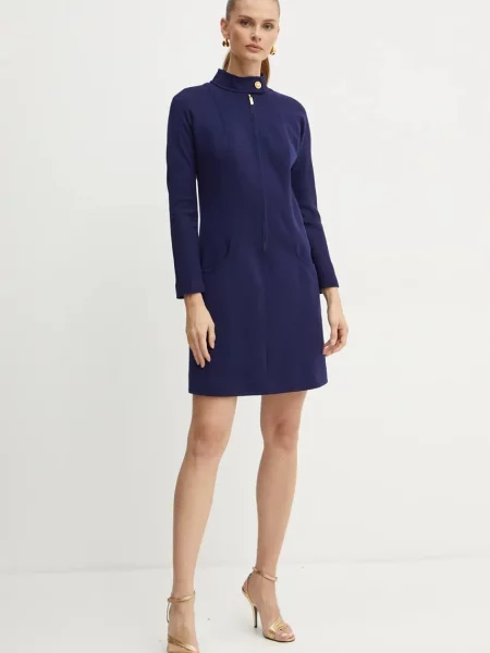 Luisa Spagnoli rochie din lana MARILINA mini drept albastru