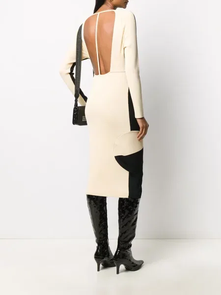 Megztas kostiumas briaunotas suknele Off-white balta
