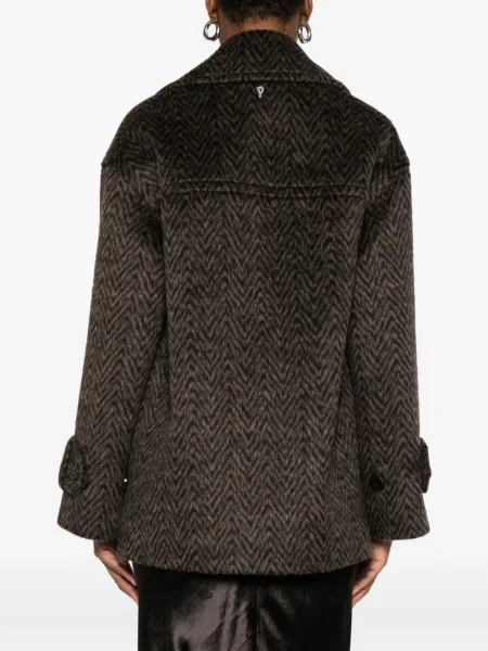 Palton Dondup cu model herringbone maro