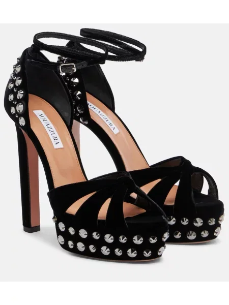 Sandali Aquazzura s platformo z žeblji črna