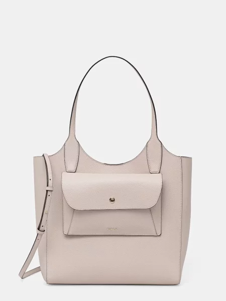Furla geantă pentru femei din piele Lea M Tote bej